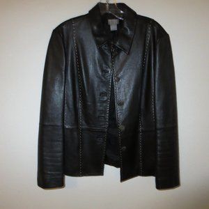 Sigrid Olsen Black Leather Jacket Size 12